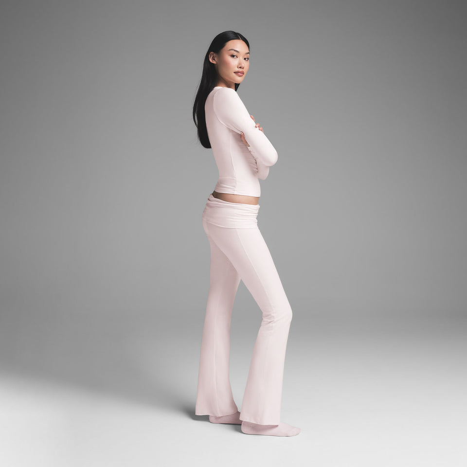 COTTON JERSEY FOLDOVER PANT | BARELY PINK