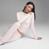COTTON JERSEY LONG SLEEVE T-SHIRT | BARELY PINK