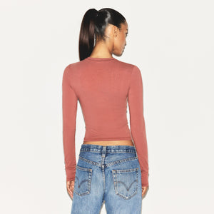 COTTON JERSEY LONG SLEEVE T-SHIRT | REDWOOD