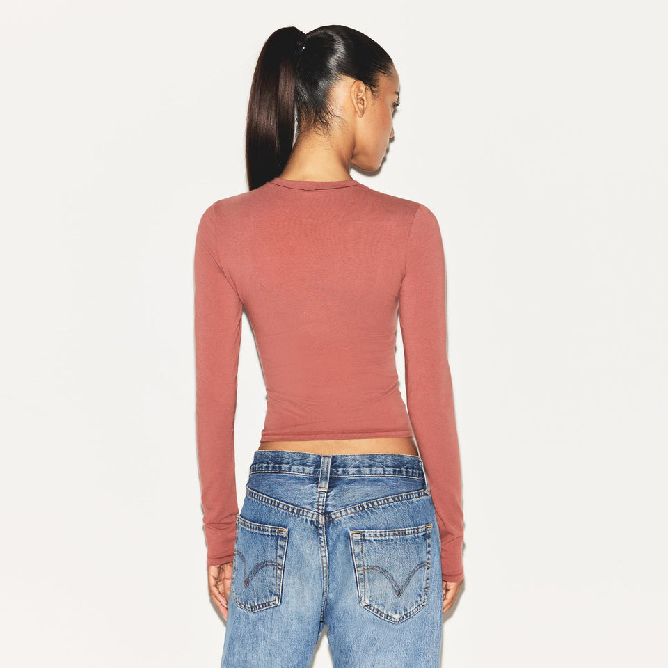 COTTON JERSEY LONG SLEEVE T-SHIRT | REDWOOD