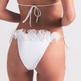 BRIDAL SWIM RUFFLE DIPPED TIE BIKINI BOTTOM | SNOW