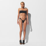 SIGNATURE SWIM RUCHED THONG BIKINI BOTTOM | ONYX