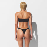 SIGNATURE SWIM RUCHED THONG BIKINI BOTTOM | ONYX