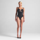 SKIMS BODY CORE SCULPT OPEN BUST THONG BODYSUIT | ONYX