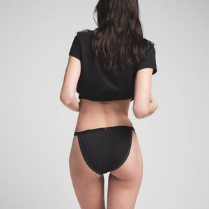 LIGHTWEIGHT COTTON LOGO PICOT STRING BIKINI | SOOT