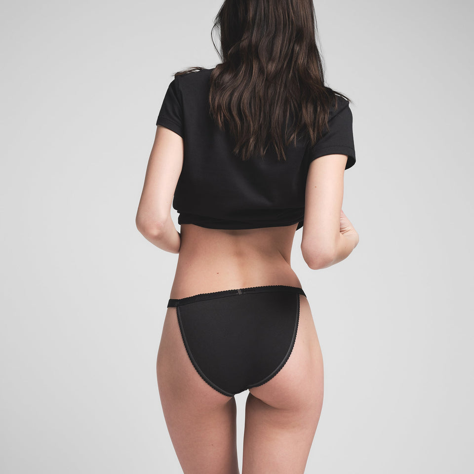 LIGHTWEIGHT COTTON LOGO PICOT STRING BIKINI | SOOT