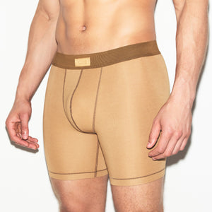 SKIMS COTTON MENS 5" BOXER BRIEF | RUSSET