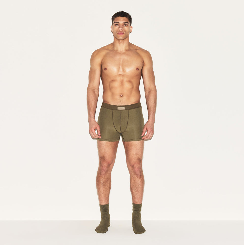 SKIMS COTTON MENS 3" BOXER BRIEF 3-PACK  | ARMY MULTI