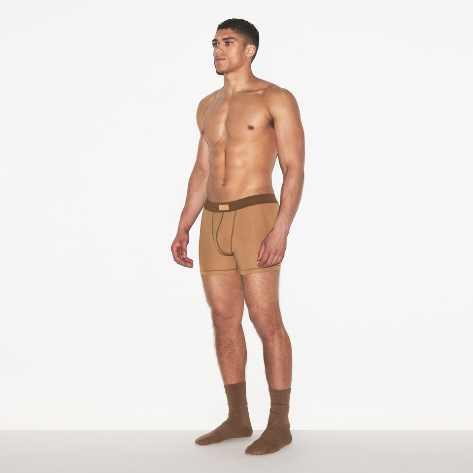 SKIMS COTTON MENS 3" BOXER BRIEF 3-PACK | RUSSET MULTI