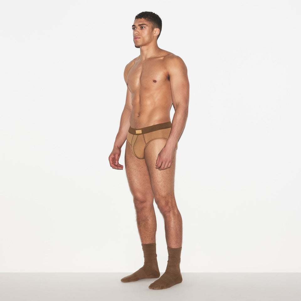 SKIMS COTTON MENS BRIEF 3-PACK | RUSSET MULTI