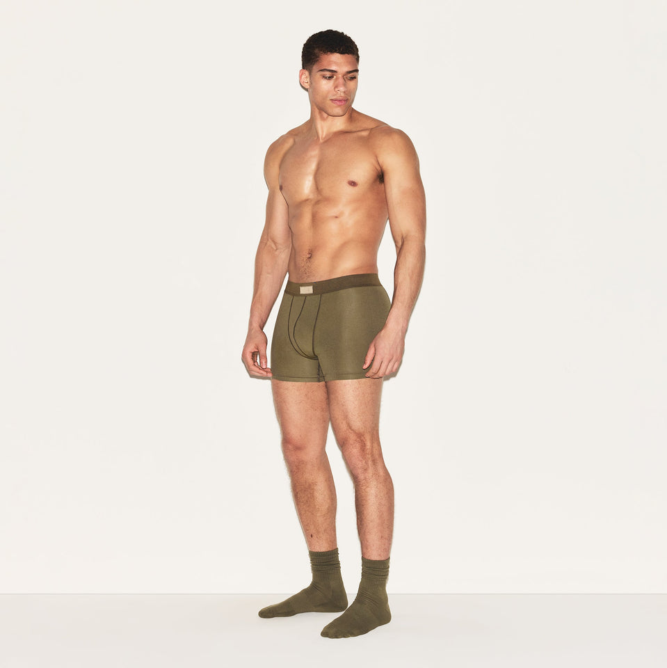 SKIMS COTTON MENS 3" BOXER BRIEF | ARMY
