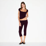 COTTON JERSEY FOLDOVER CAPRI | CURRANT