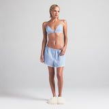 COTTON POPLIN SLEEP SHORT | CADET STRIPE