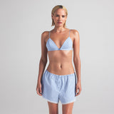 COTTON POPLIN SLEEP SHORT | CADET STRIPE