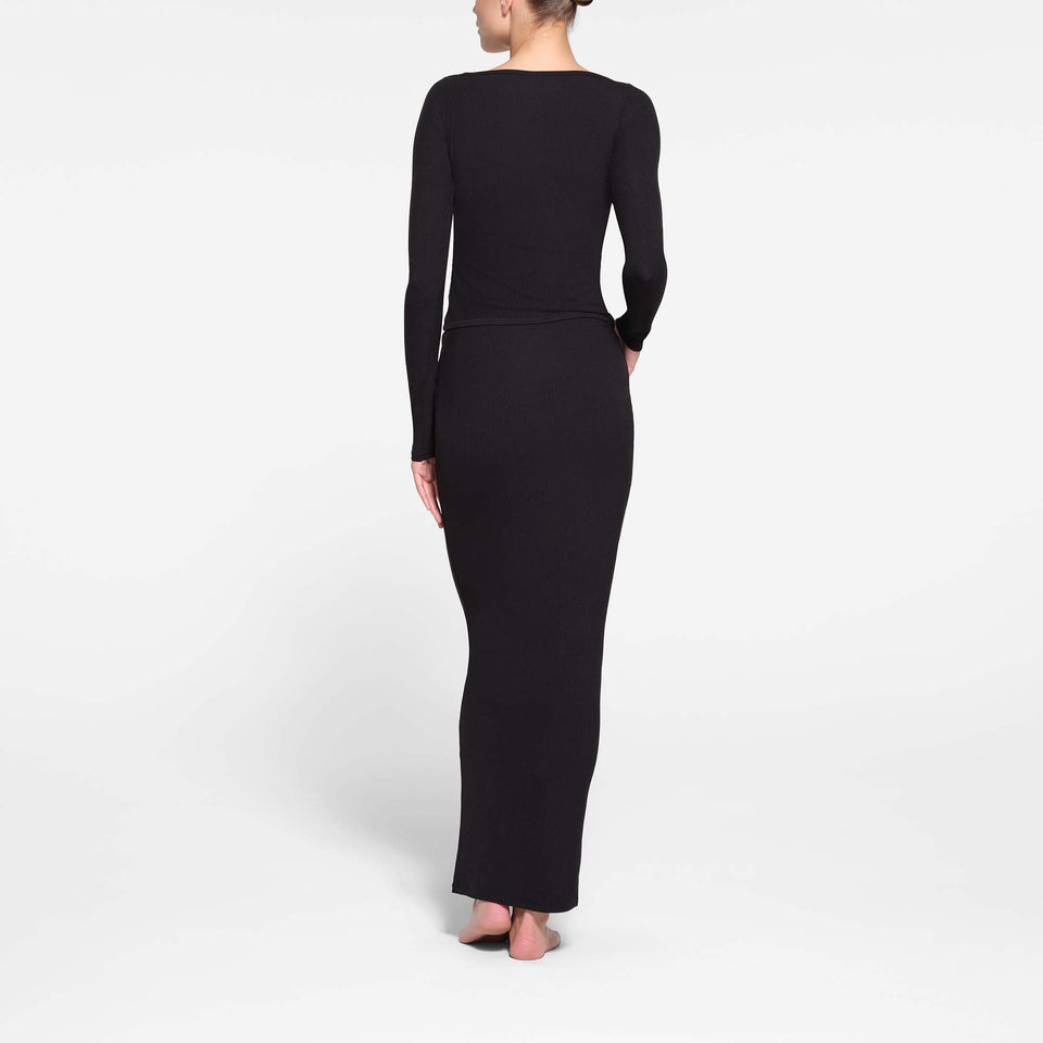 SOFT LOUNGE LONG SKIRT | ONYX