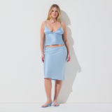 SILK MIDI SKIRT | GLACIER