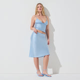 SILK MIDI SKIRT | GLACIER