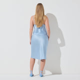 SILK MIDI SKIRT | GLACIER
