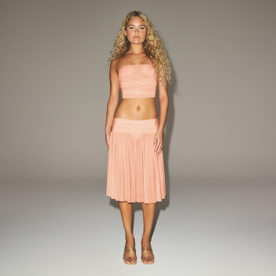 MILKY SHEER MIDI SKIRT | DESERT CLAY