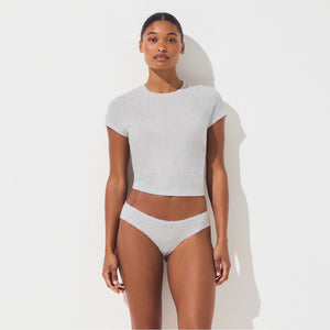 LIGHTWEIGHT COTTON LACE BRIEF | LIGHT HEATHER GREY