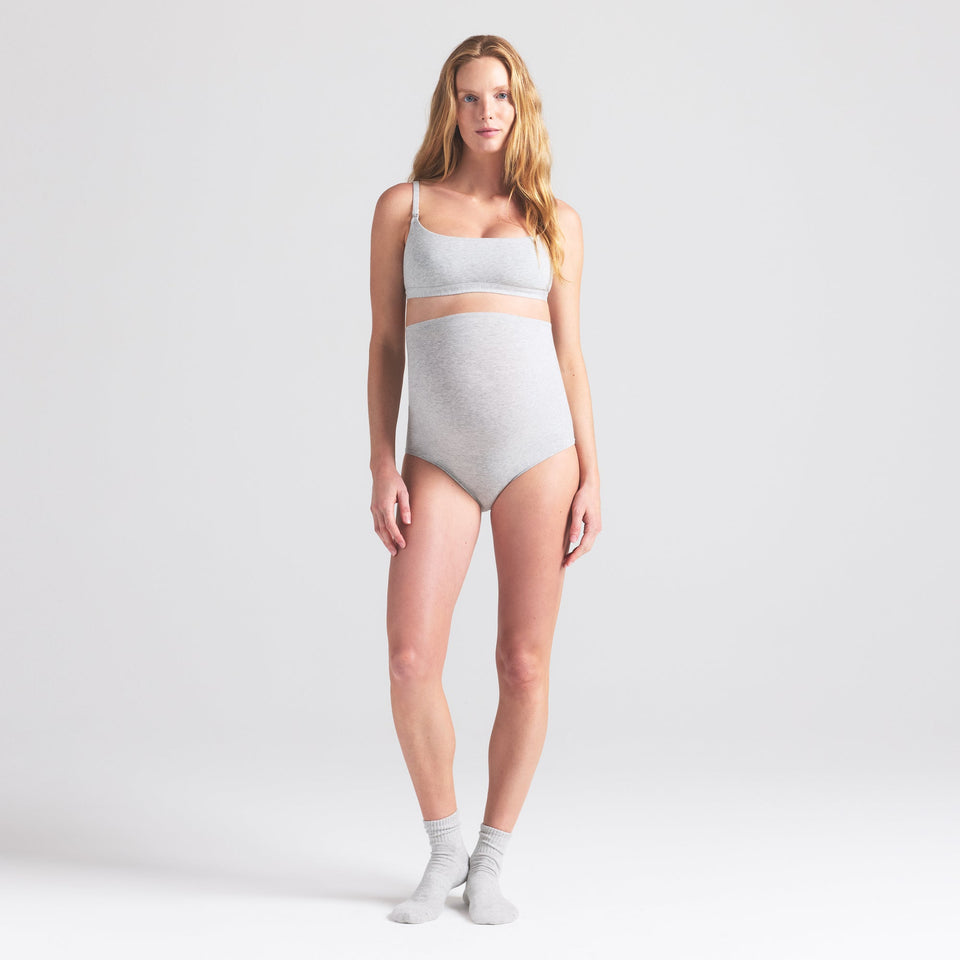 COTTON JERSEY MATERNITY HIGH-WAISTED BRIEF | LIGHT HEATHER GREY