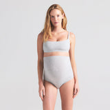 COTTON JERSEY MATERNITY HIGH-WAISTED BRIEF | LIGHT HEATHER GREY