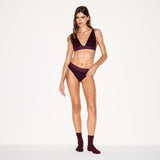 COTTON RIB PLUNGE BRALETTE | CURRANT