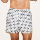 COTTON POPLIN MENS BOXER | PLATINUM FOULARD PRINT