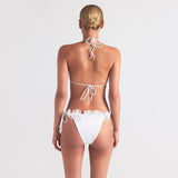 BRIDAL SWIM RUFFLE TRIANGLE BIKINI TOP | SNOW