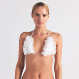 BRIDAL SWIM RUFFLE TRIANGLE BIKINI TOP | SNOW