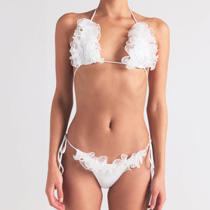 BRIDAL SWIM RUFFLE TRIANGLE BIKINI TOP | SNOW