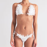 BRIDAL SWIM RUFFLE TRIANGLE BIKINI TOP | SNOW