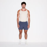 COTTON POPLIN MENS LOGO BAND BOXER | NAVY CHECK
