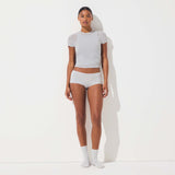 LIGHTWEIGHT COTTON LACE BOY SHORT | LIGHT HEATHER GREY