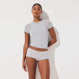 LIGHTWEIGHT COTTON LACE BOY SHORT | LIGHT HEATHER GREY
