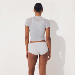 LIGHTWEIGHT COTTON LACE BOY SHORT | LIGHT HEATHER GREY