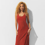 SHEER COVER-UPS LONG HALTER DRESS | AUBURN
