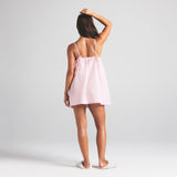 COTTON POPLIN SLEEP MINI DRESS | CHERRY BLOSSOM STRIPE