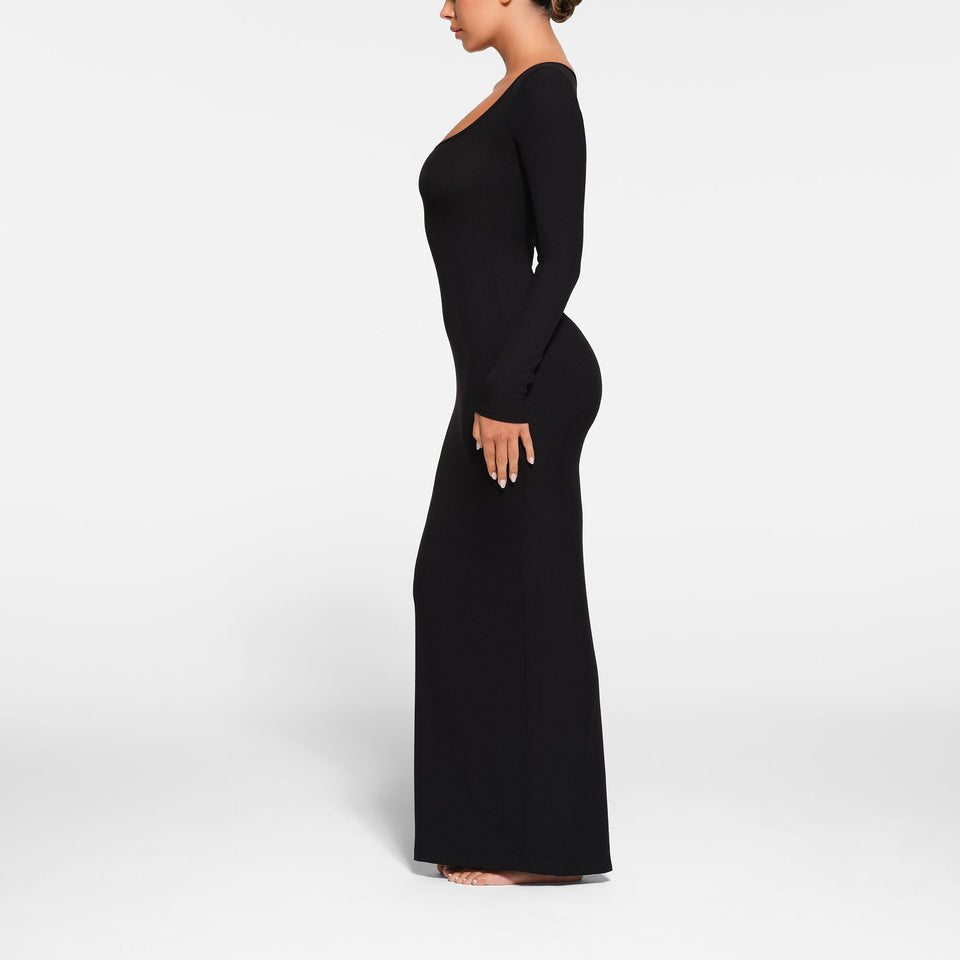 SOFT LOUNGE PETITE LONG SLEEVE DRESS | ONYX