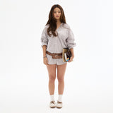 COTTON POPLIN SLEEP BUTTON UP DRESS | SILVER CHECK