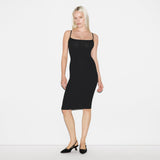 SOFT LOUNGE MIDI SLIP DRESS | ONYX