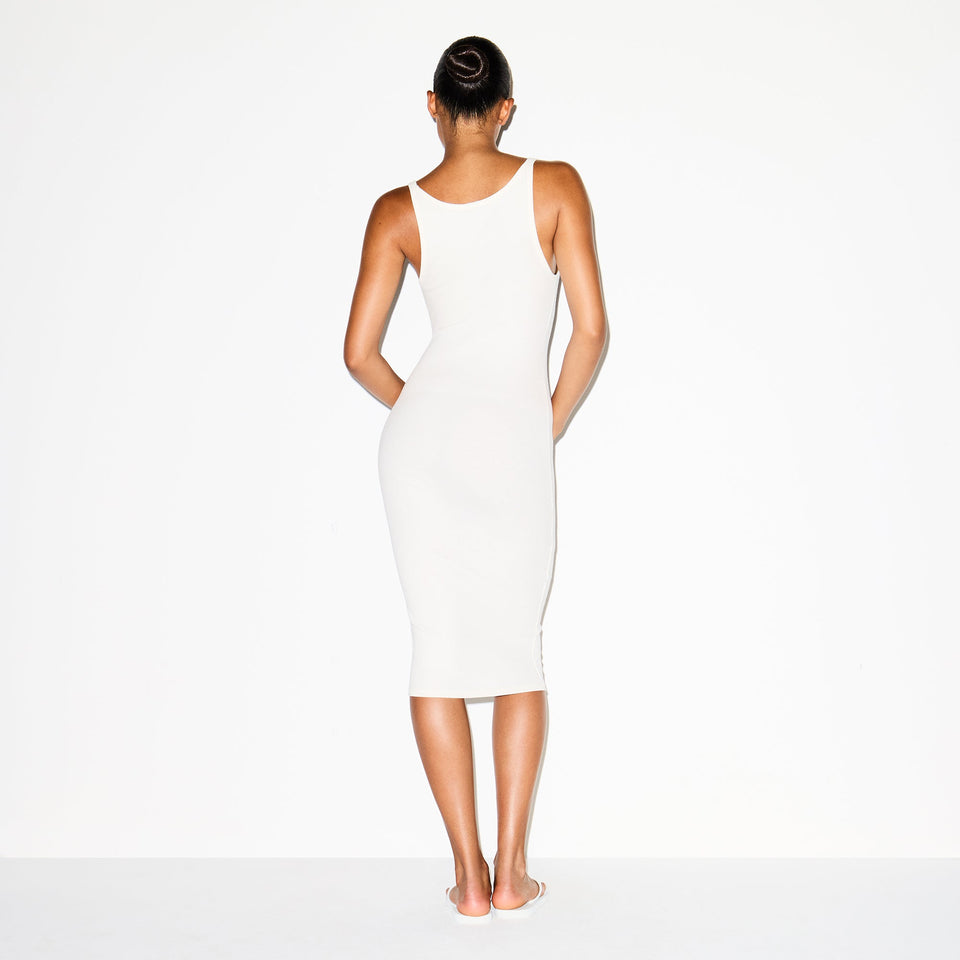 COTTON RIB TANK MIDI DRESS | MARBLE