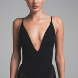 SKIMS BODY MESH PLUNGE MIDI DRESS | ONYX