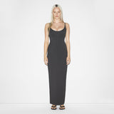 SMOOTH LAYERS SCOOP NECK LONG DRESS | GRAPHITE