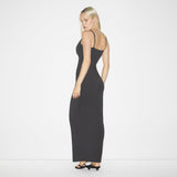 SMOOTH LAYERS SCOOP NECK LONG DRESS | GRAPHITE
