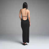 SKIMS CLOUD HALTER LONG DRESS | ONYX