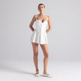 WOVEN SHINE CORSET DRESS | IVORY