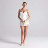 WOVEN SHINE CORSET DRESS | IVORY