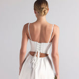 WOVEN SHINE CORSET DRESS | IVORY