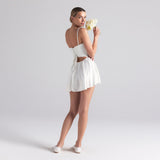 WOVEN SHINE CORSET DRESS | IVORY